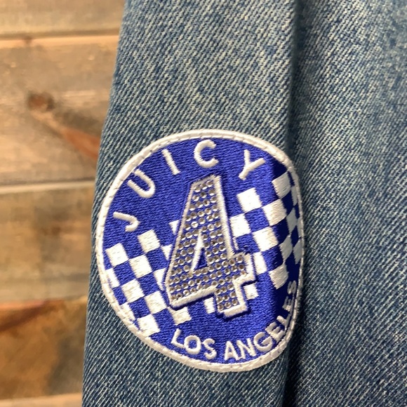 Juicy Couture NWT Denim Jean Moto Jacket Patches S - Picture 9 of 13
